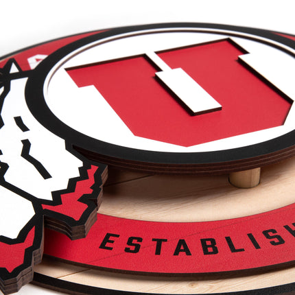 Utah Utes 3DX Circle Backer Wall Art