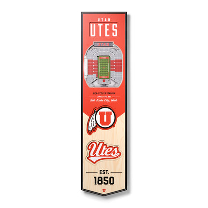 Utah Utes 8x32 3D Stadium Banner