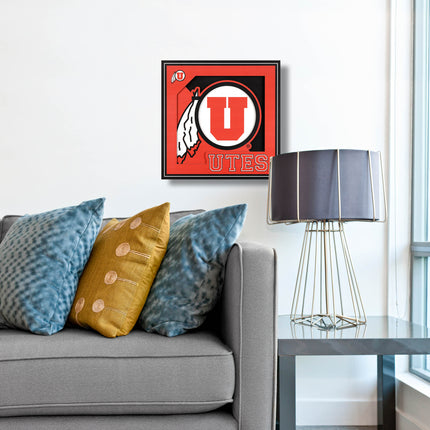 Utah Utes 3D Logo Series Wall Art - 12x12