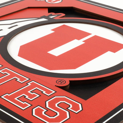 Utah Utes 3D Logo Series Wall Art - 12x12
