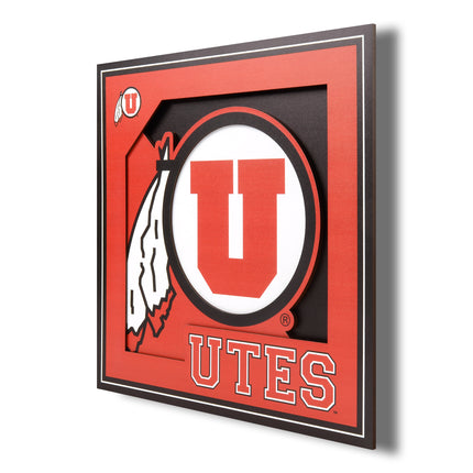 Utah Utes 3D Logo Series Wall Art - 12x12