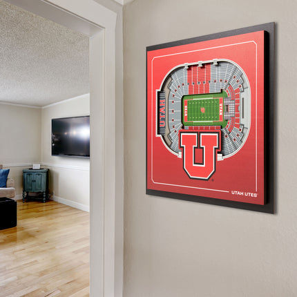 Utah Utes 3D StadiumView Wall Art 12x12