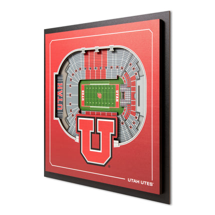 Utah Utes 3D StadiumView Wall Art 12x12