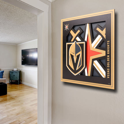 Vegas Golden Knights 3D Logo Series Wall Art - 12x12