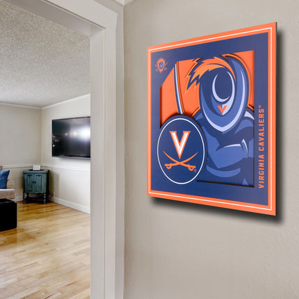 Virginia Cavaliers 3D Logo Series Wall Art - 12x12