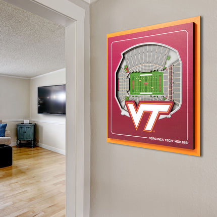 Virginia Tech Hokies 3D StadiumView Wall Art 12x12