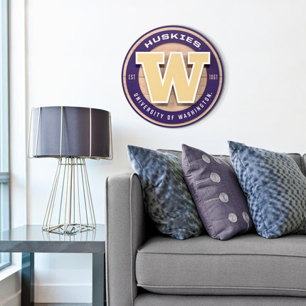 Washington Huskies 3DX Circle Backer Wall Art