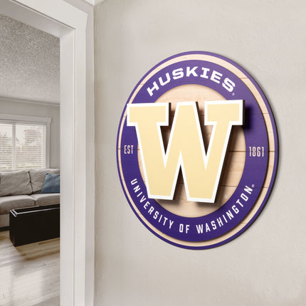 Washington Huskies 3DX Circle Backer Wall Art