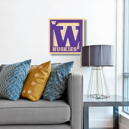 Washington Huskies 3D Logo Series Wall Art - 12x12