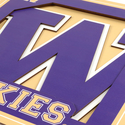 Washington Huskies 3D Logo Series Wall Art - 12x12