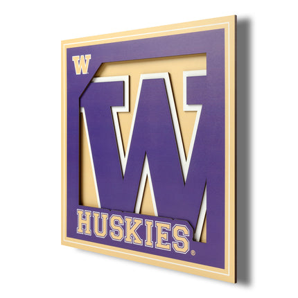 Washington Huskies 3D Logo Series Wall Art - 12x12