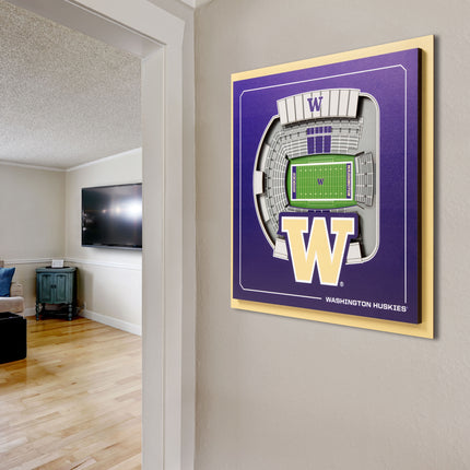 Washington Huskies 3D StadiumView Wall Art 12x12