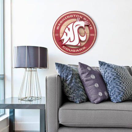 Washington State Cougars 3DX Circle Backer Wall Art
