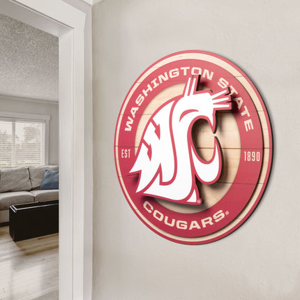 Washington State Cougars 3DX Circle Backer Wall Art