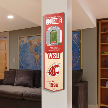 Washington State Cougars 8x32 3D Stadium Banner
