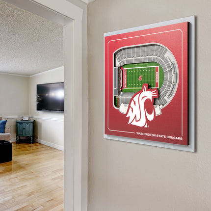 Washington State Cougars 3D StadiumView Wall Art 12x12