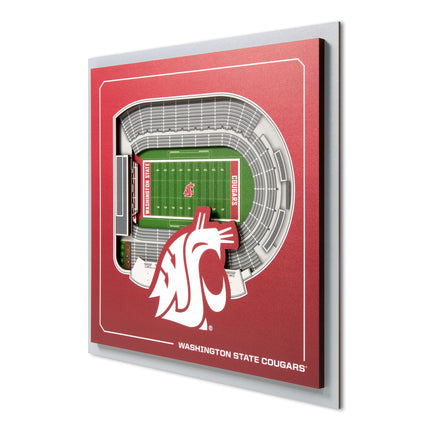 Washington State Cougars 3D StadiumView Wall Art 12x12