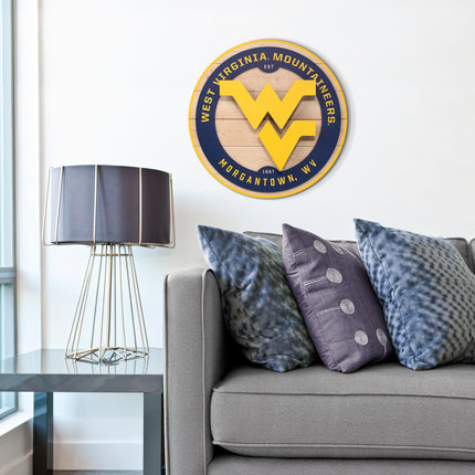 West Virginia Mountaineers 3DX Circle Backer Wall Art