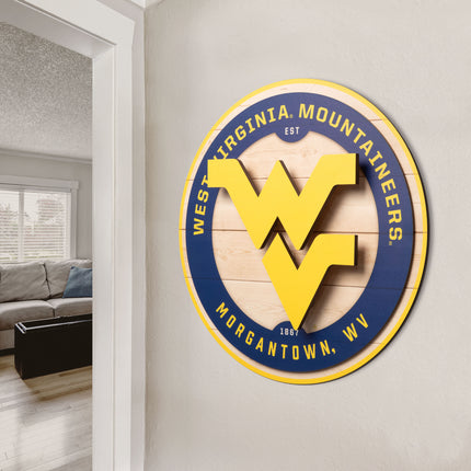 West Virginia Mountaineers 3DX Circle Backer Wall Art