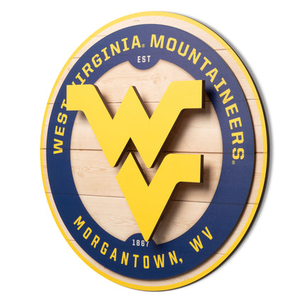 West Virginia Mountaineers 3DX Circle Backer Wall Art