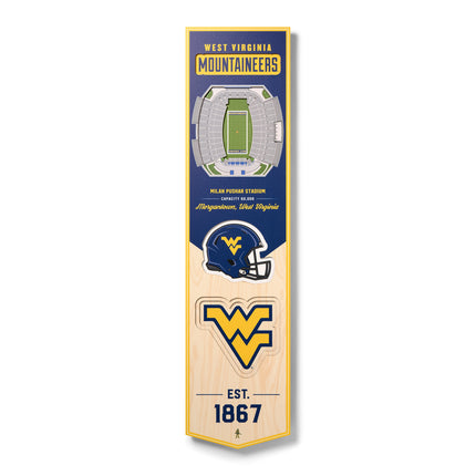 West Virginia Mountaineers 8x32 3D Stadium Banner