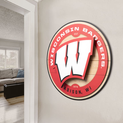 Wisconsin Badgers 3DX Circle Backer Wall Art