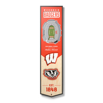 Wisconsin Badgers 8x32 3D Stadium Banner