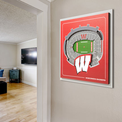 Wisconsin Badgers 3D StadiumView Wall Art 12x12