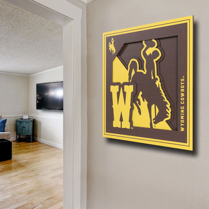 Wyoming Cowboys 3D Logo Series Wall Art - 12x12